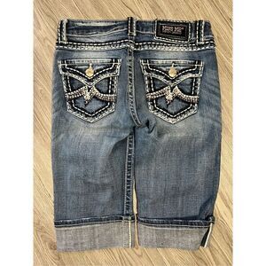 Vintage Y2K Miss Me Bermuda Chunky Knit Jean Shorts